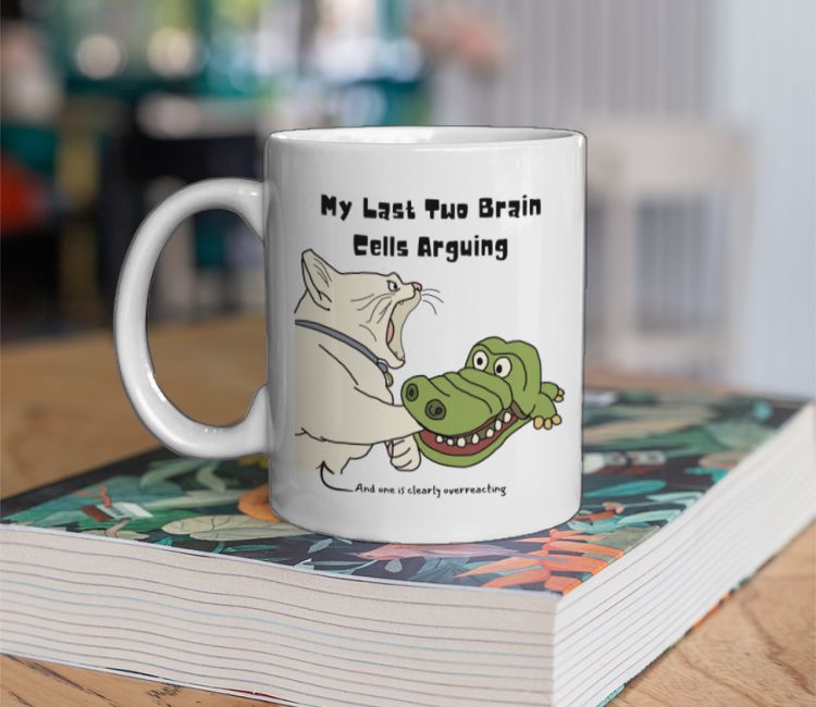 Overreacting Cat Vs Croc Meme Coffee Mug