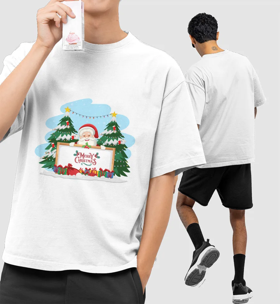 Merry Christmas Front-Printed Oversized T-Shirt