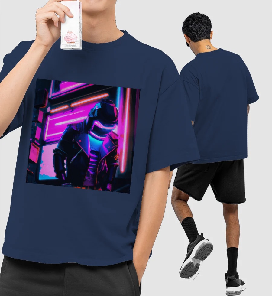 Daft Punk at a club Front-Printed Oversized T-Shirt