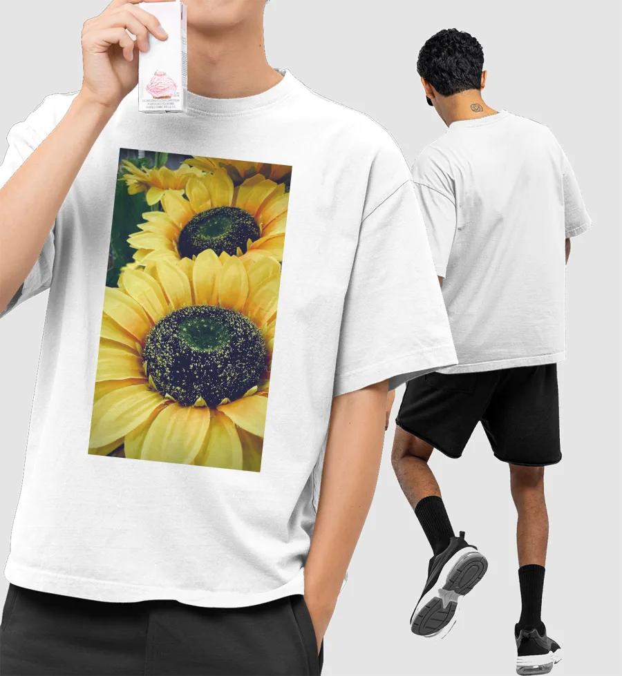 Bloom like a Sunflower Front-Printed Oversized T-Shirt