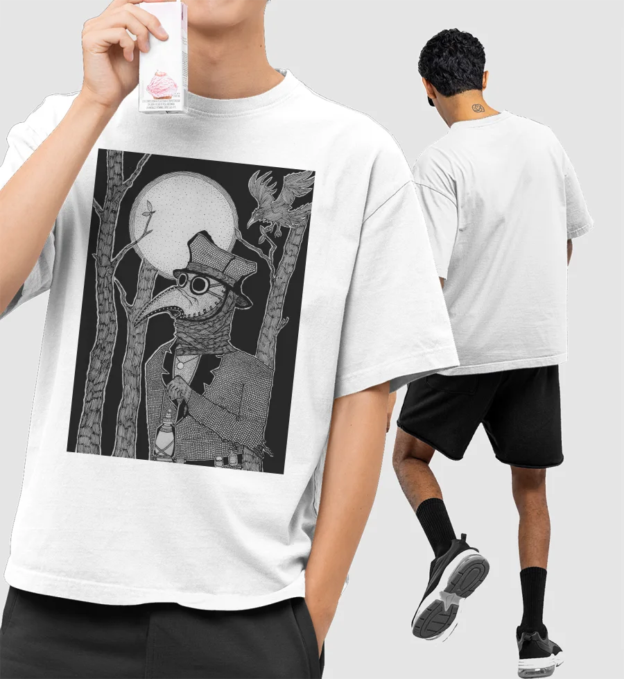 The Plague Doctor. Front-Printed Oversized T-Shirt