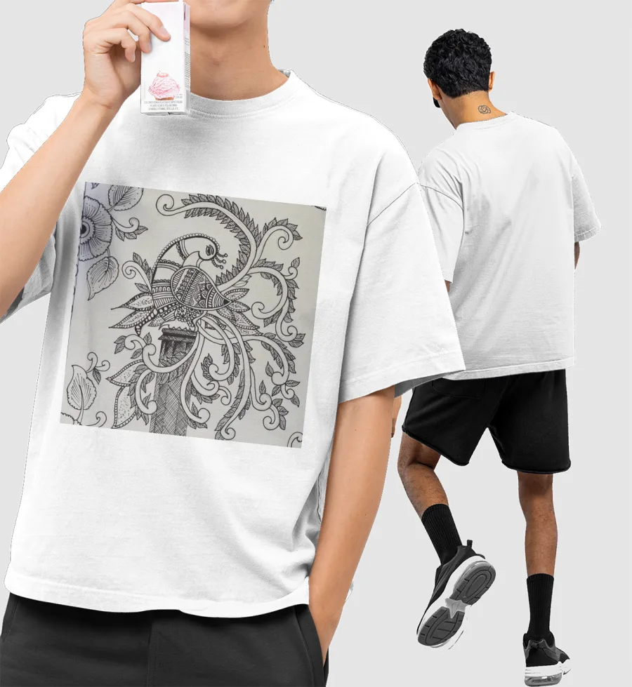 Kalamkari Front-Printed Oversized T-Shirt