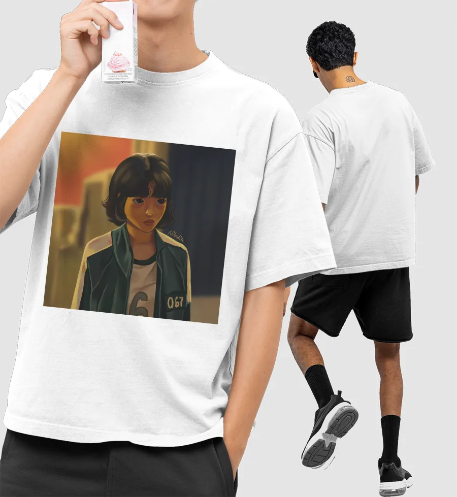 067 Front-Printed Oversized T-Shirt