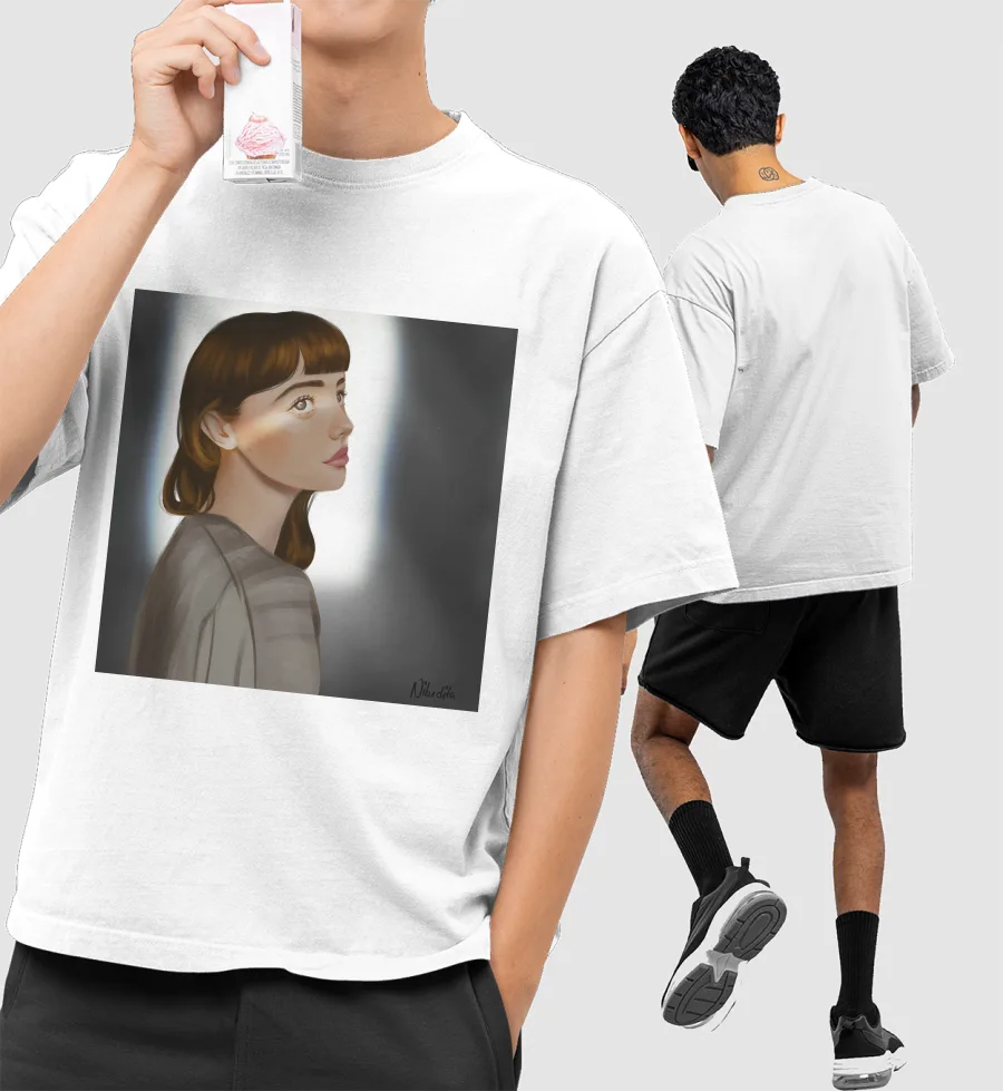 Into the light Front-Printed Oversized T-Shirt