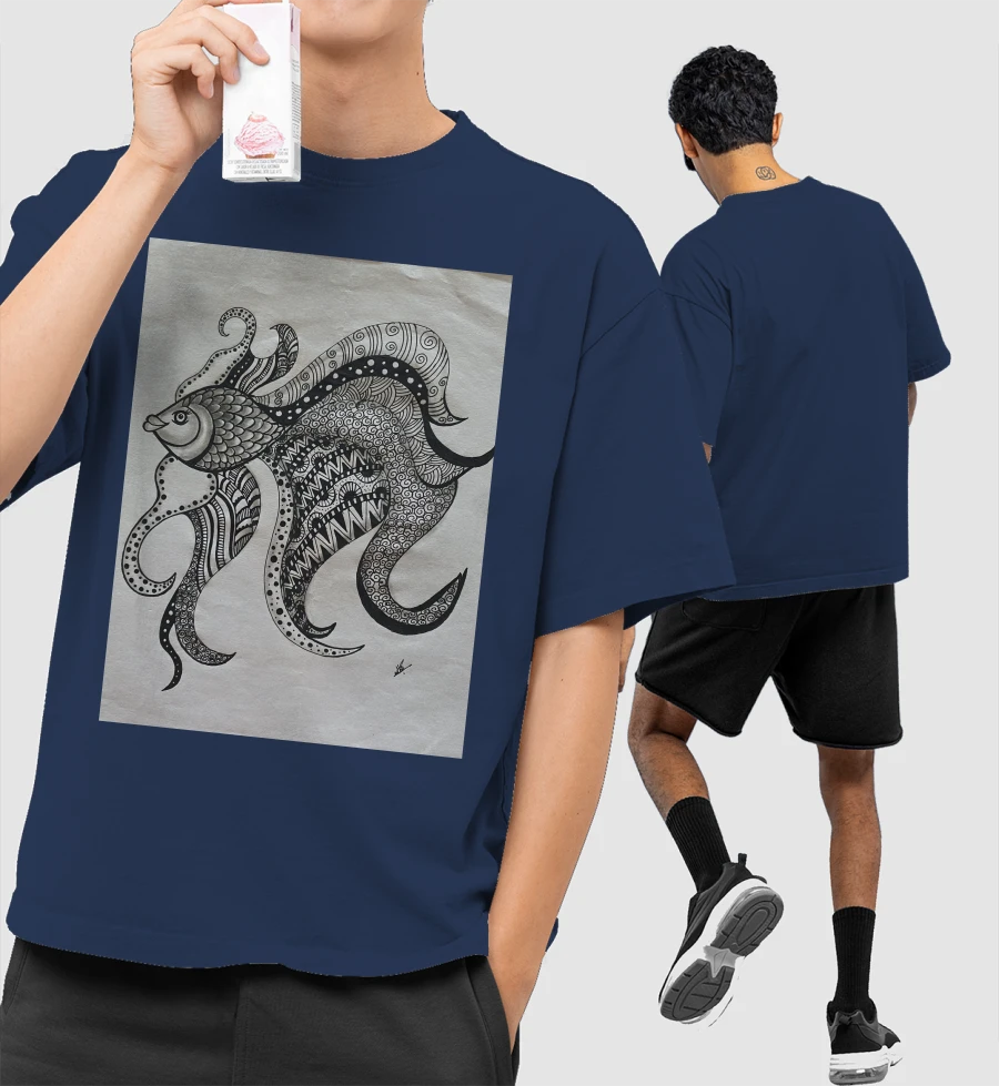 Zen tangle Beta Front-Printed Oversized T-Shirt