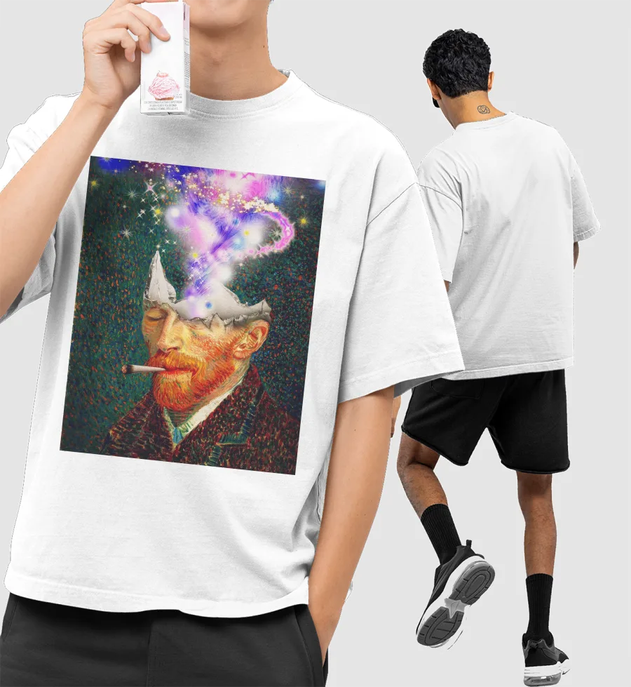 Van Gogh 's Starry Mind? Front-Printed Oversized T-Shirt