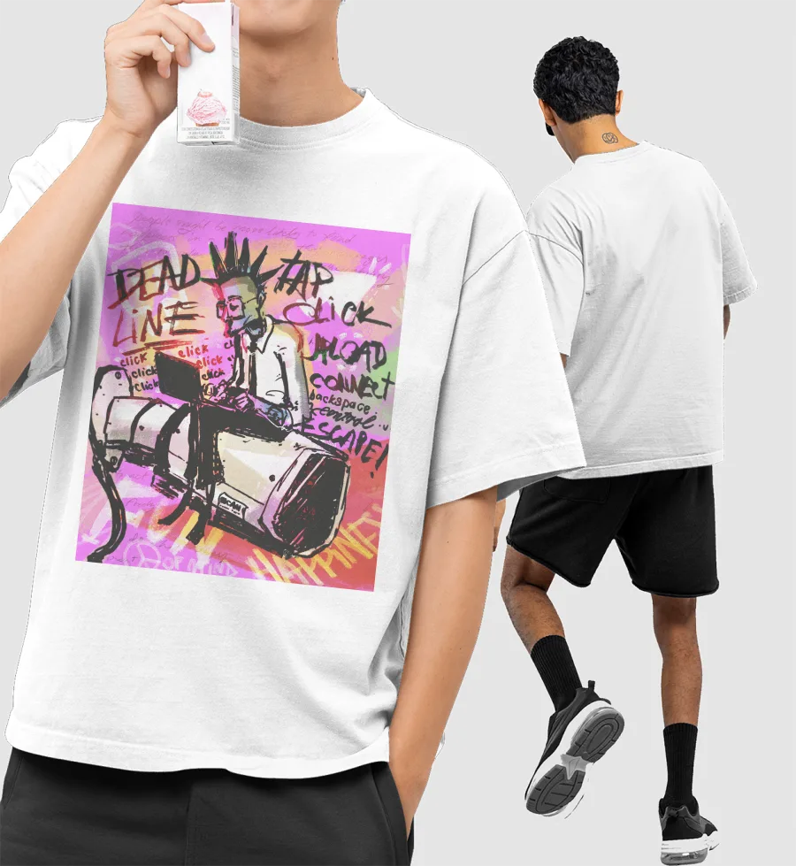 punk work Front-Printed Oversized T-Shirt