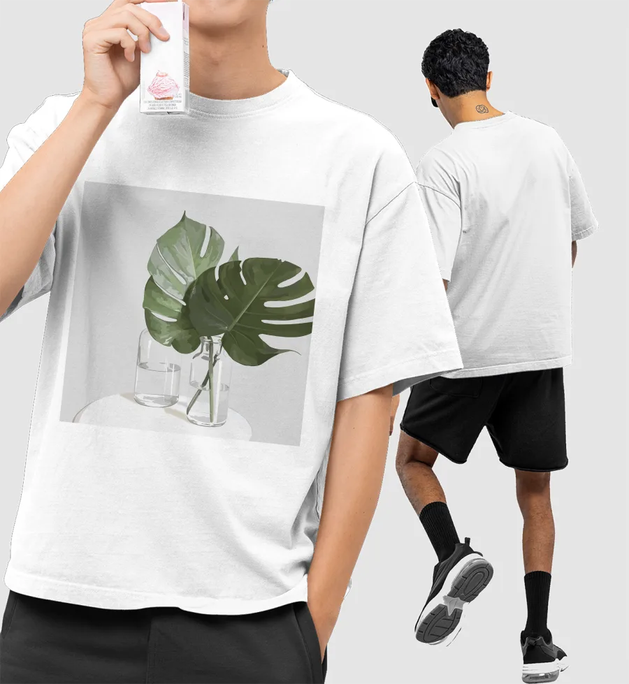 monstera leaf  Front-Printed Oversized T-Shirt