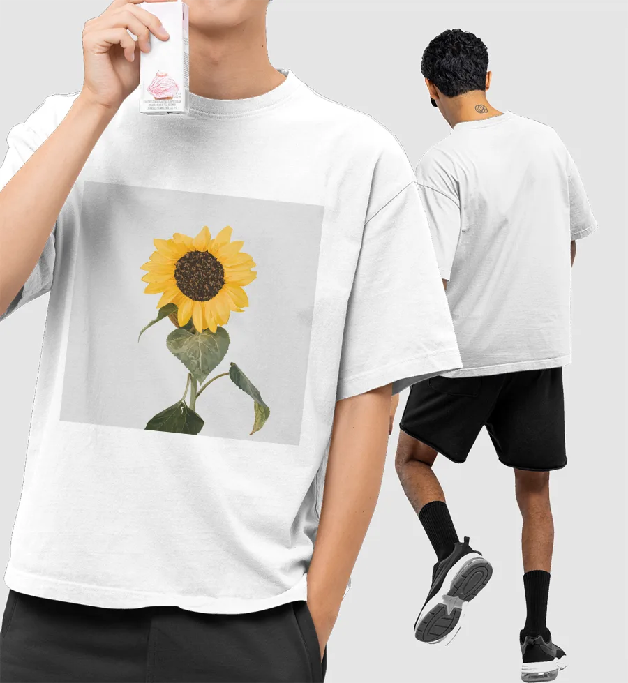 Sunflower Front-Printed Oversized T-Shirt