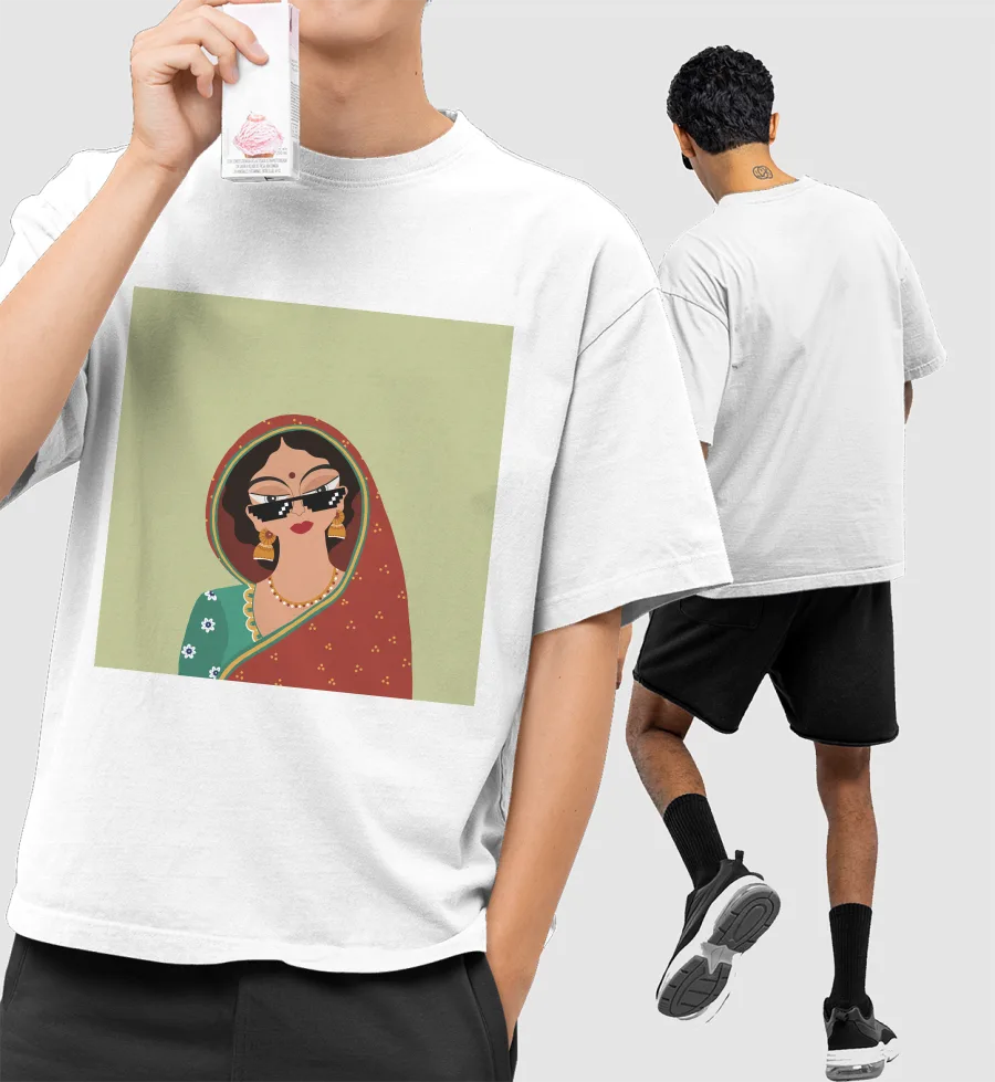 Desi Fusion Front-Printed Oversized T-Shirt