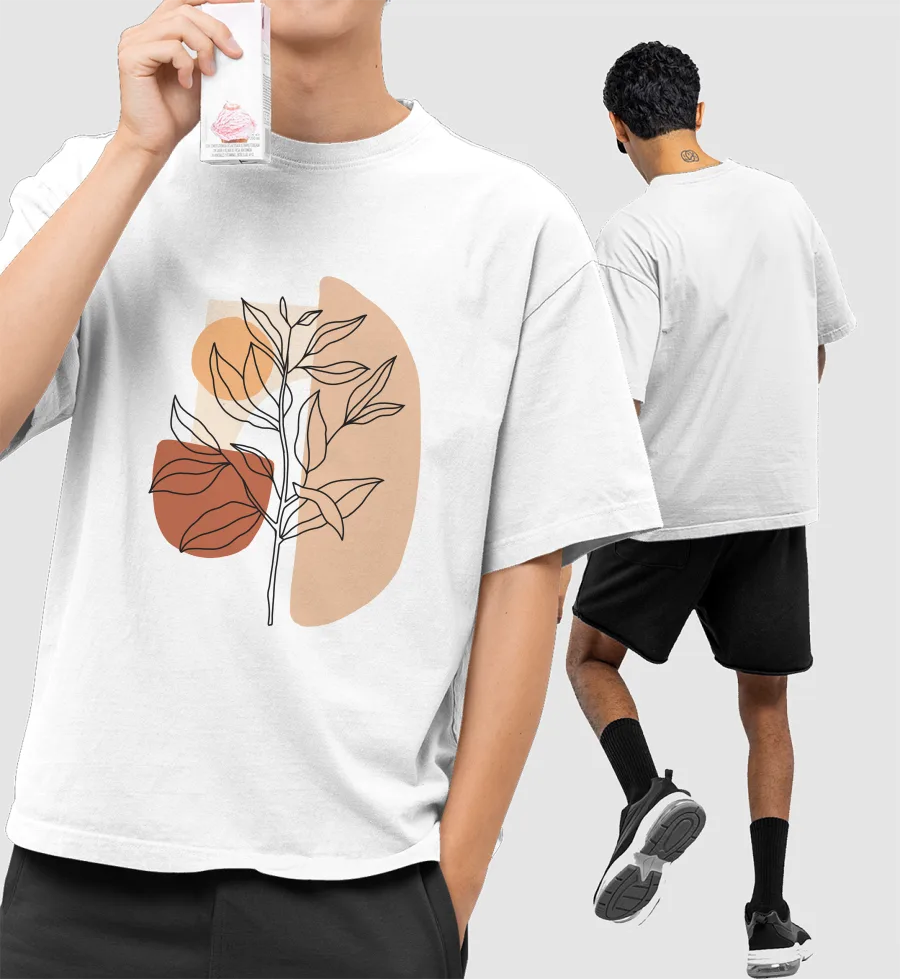 abstract leaf design Front-Printed Oversized T-Shirt