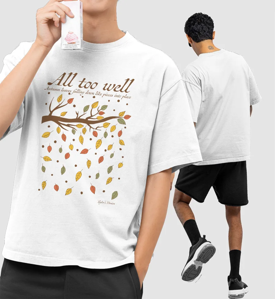 Taylor Swift-All too well (Taylor's Version)-Autumn leaves falling Front-Printed Oversized T-Shirt