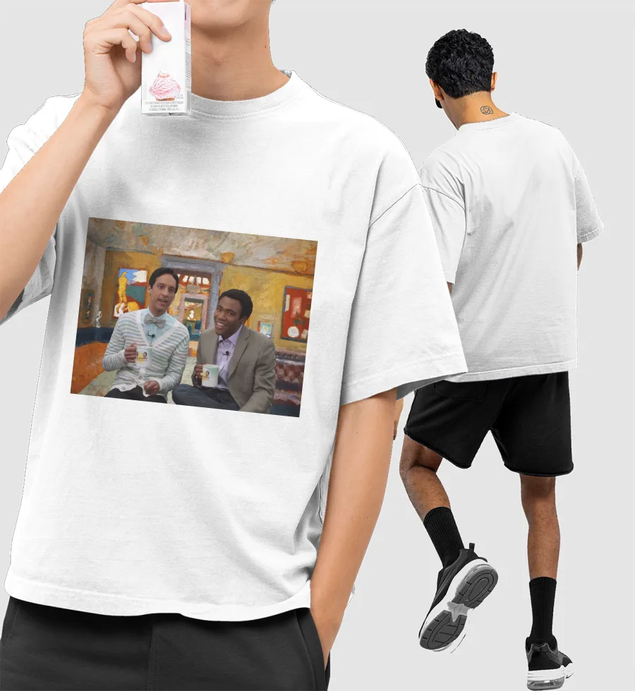 Community - Troy and Abed Front-Printed Oversized T-Shirt