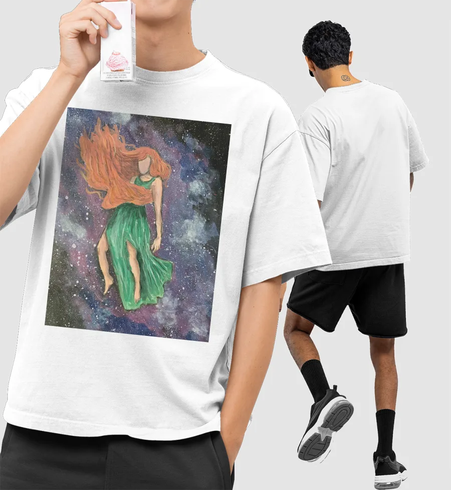 andromeda- acrylic painting  Front-Printed Oversized T-Shirt