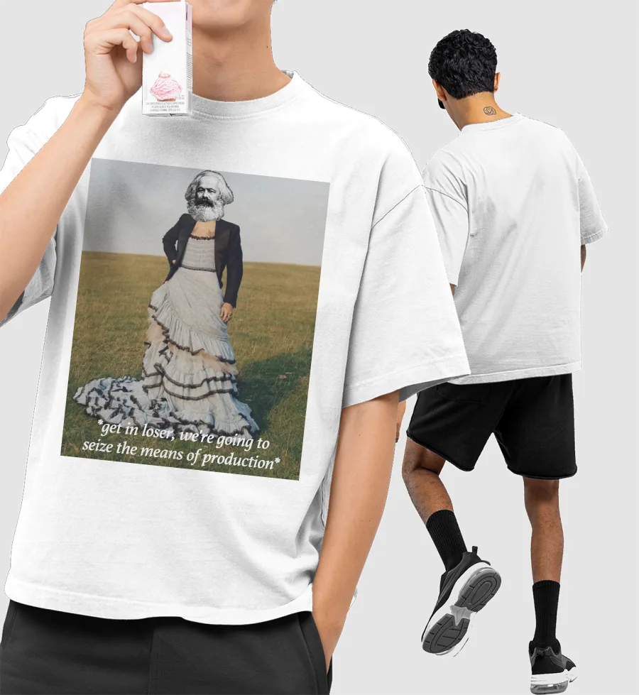 Karl Marx Front-Printed Oversized T-Shirt