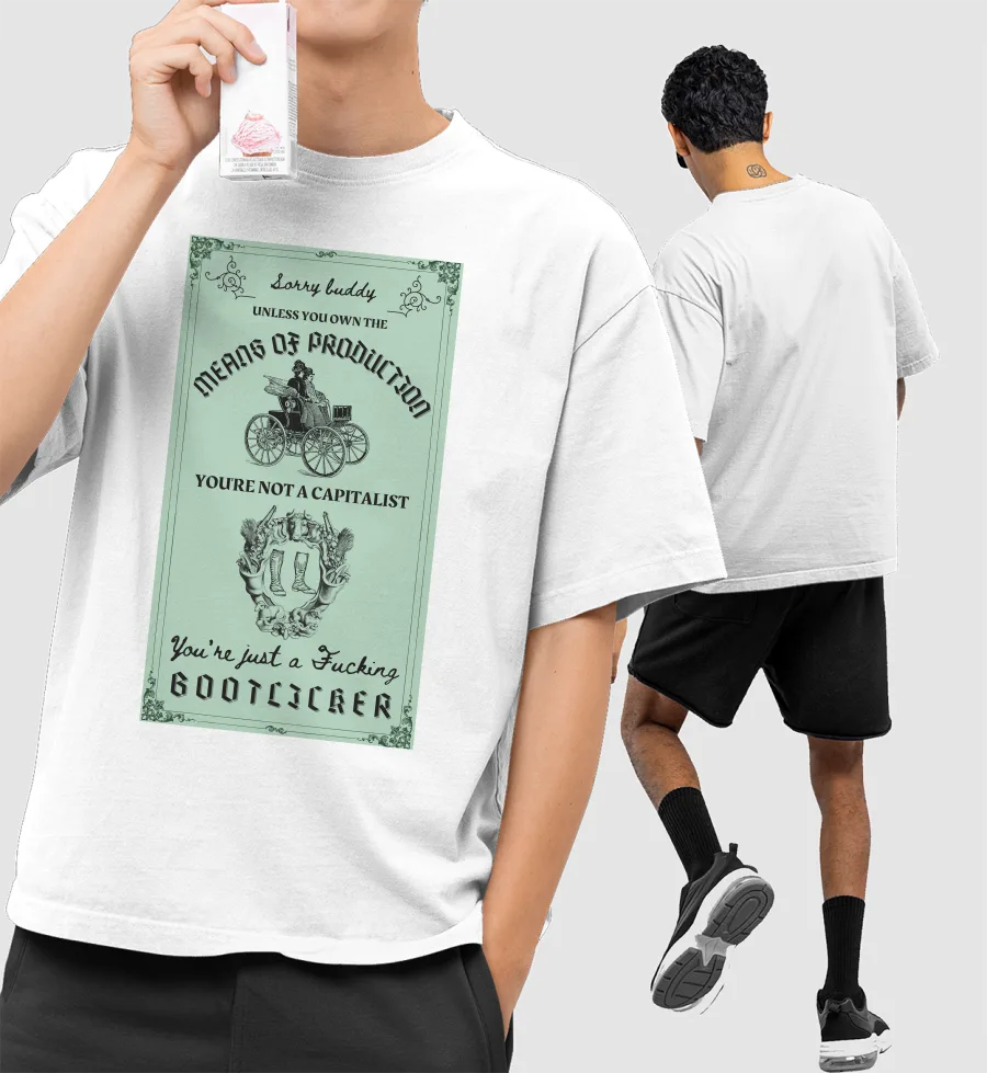 Capitalism bootlicker communist quote vintage Front-Printed Oversized T-Shirt