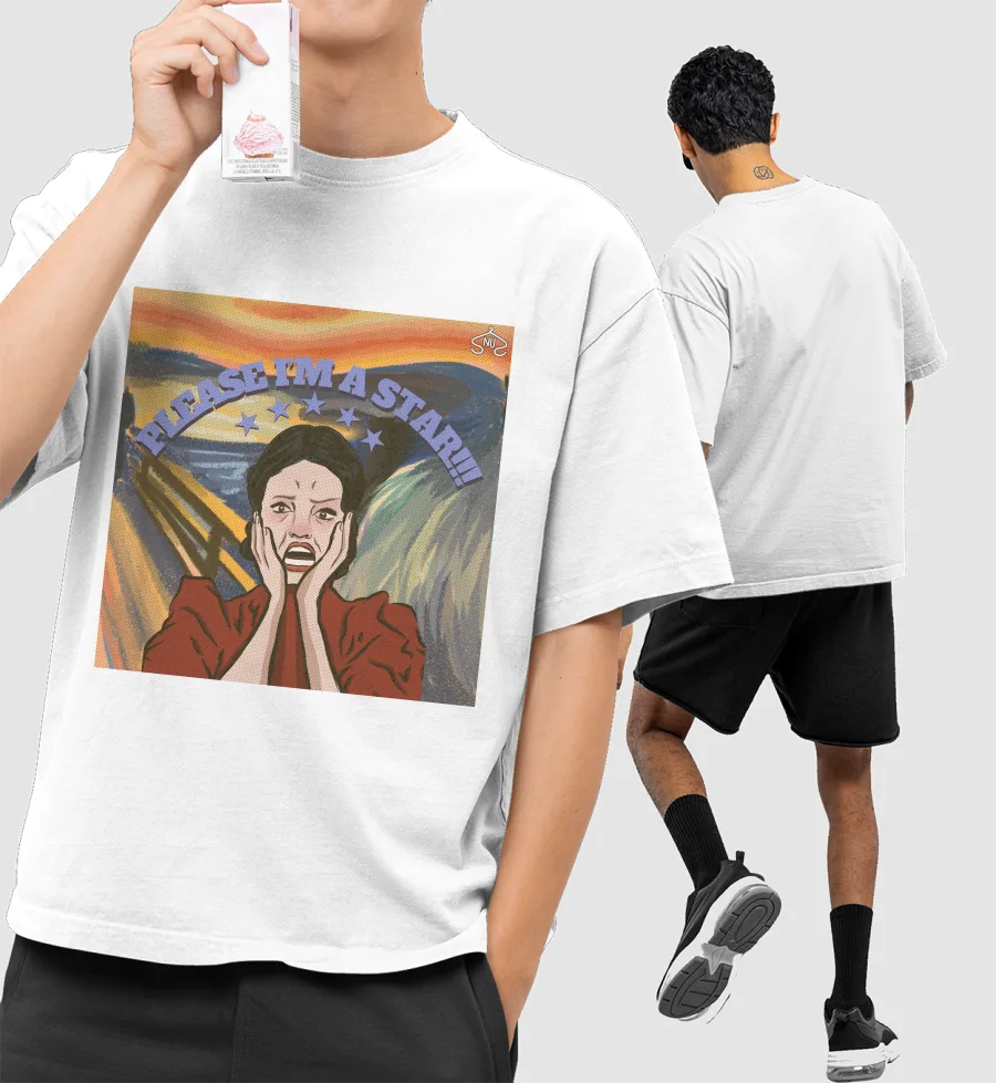 Pearl x The Scream Front-Printed Oversized T-Shirt