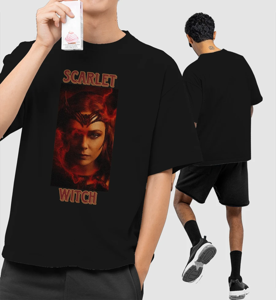 Marvel scarlet witch design Front-Printed Oversized T-Shirt