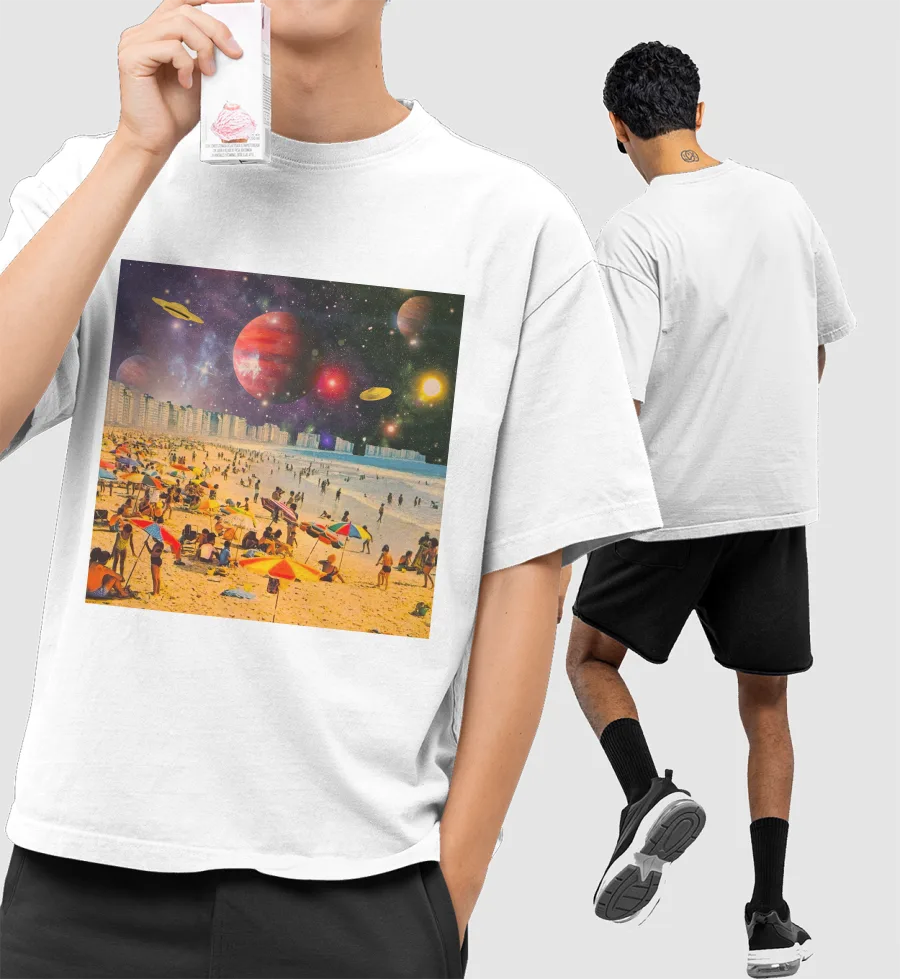 Take me to the beach Front-Printed Oversized T-Shirt