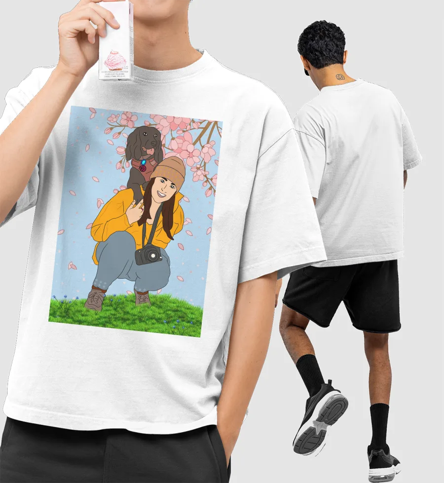 Doggo-My friend Front-Printed Oversized T-Shirt