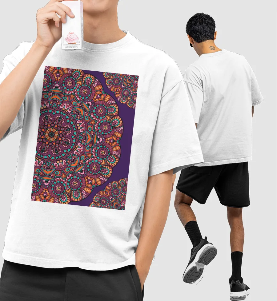 Healing mandala artwork Front-Printed Oversized T-Shirt