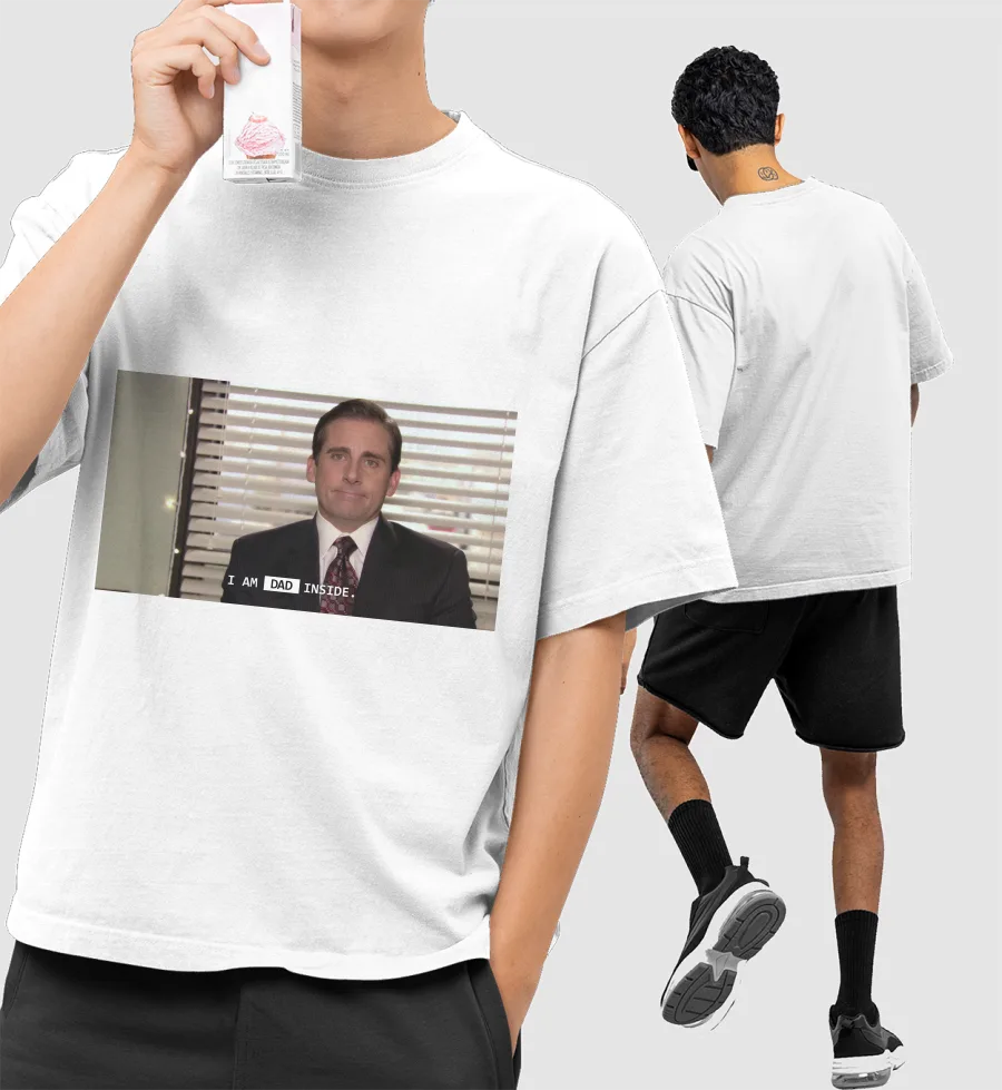 Dad Inside - Michael Scott Front-Printed Oversized T-Shirt