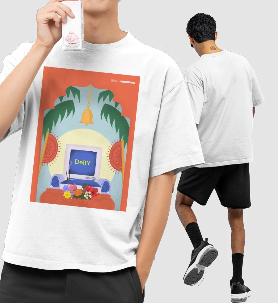 Deity Front-Printed Oversized T-Shirt