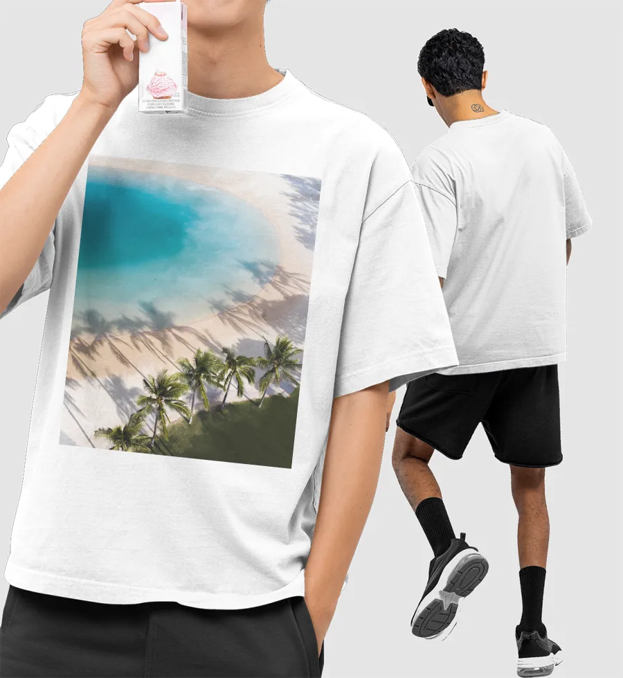 Beach Front-Printed Oversized T-Shirt