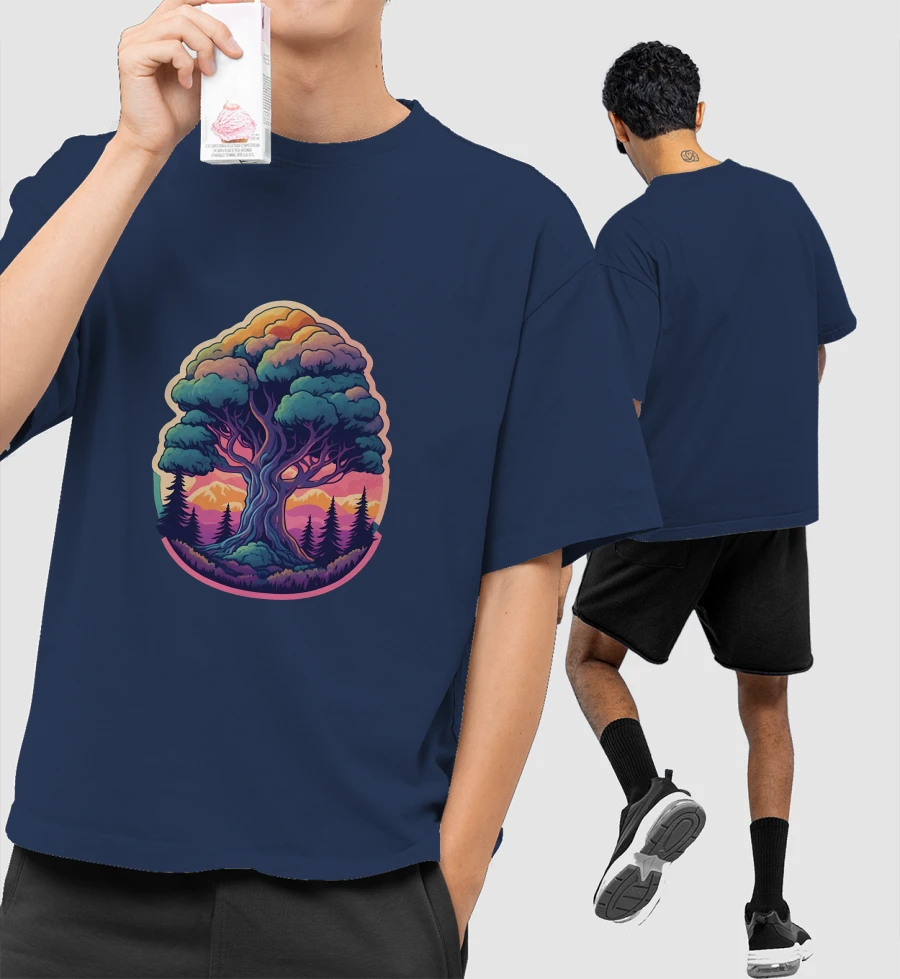 Nature art Front-Printed Oversized T-Shirt