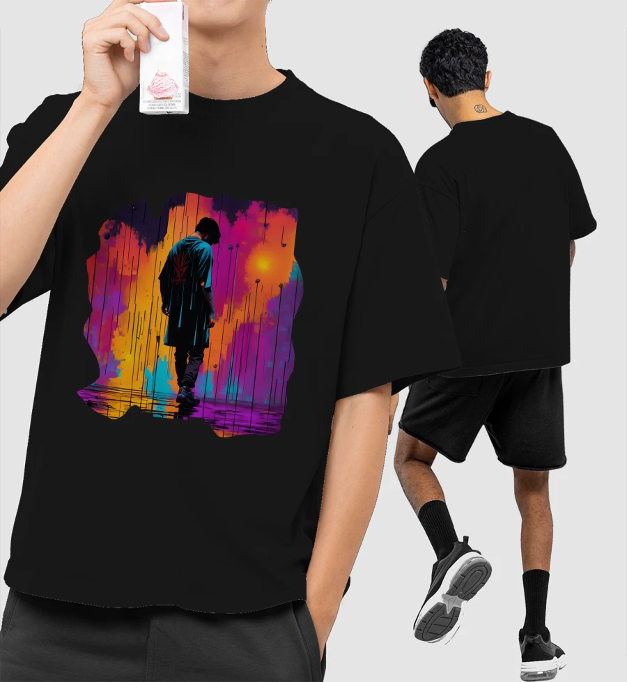 The rainy Night 1 Front-Printed Oversized T-Shirt