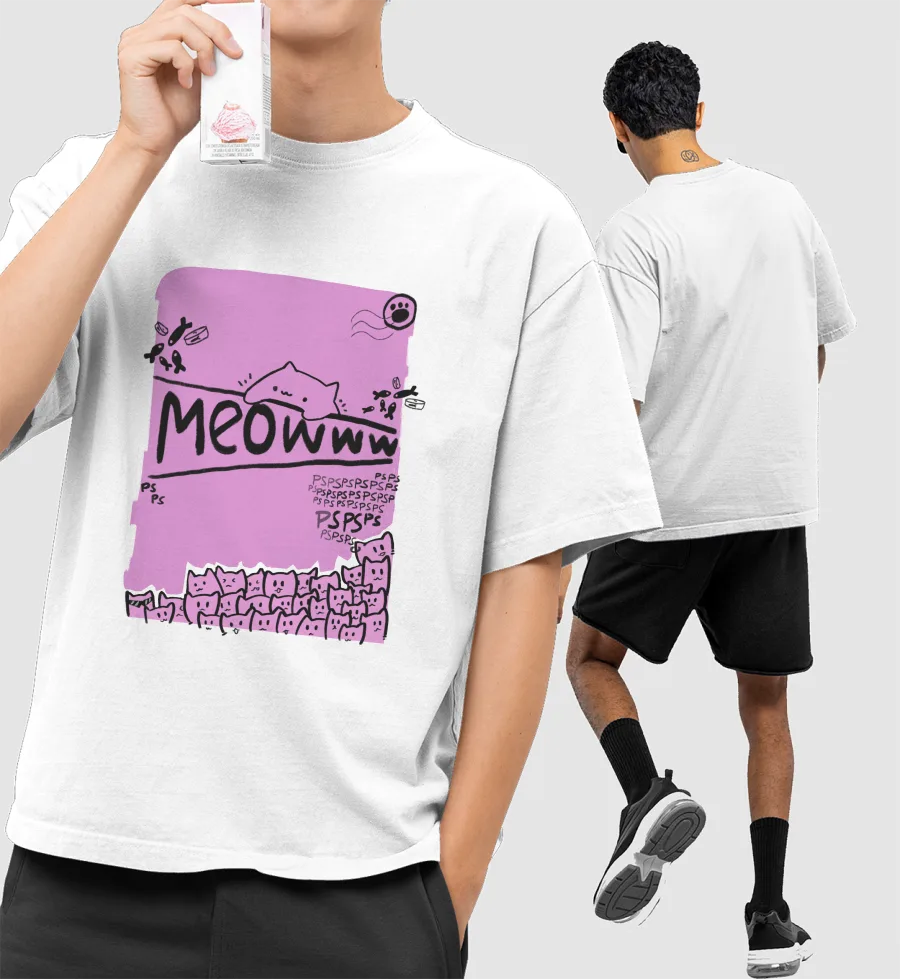 meowww Front-Printed Oversized T-Shirt