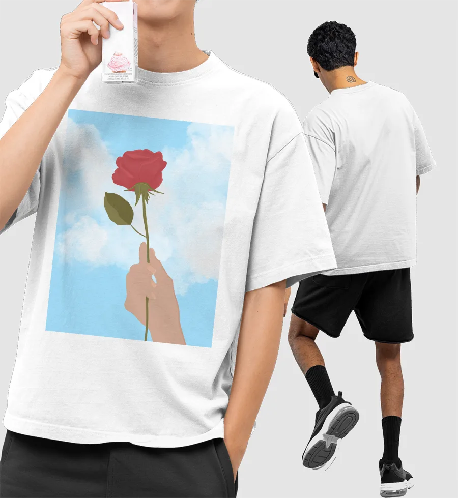 Roses Front-Printed Oversized T-Shirt
