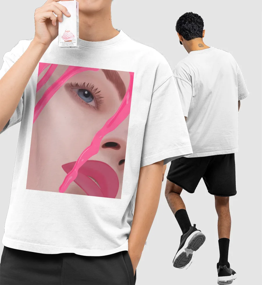 Dripping Front-Printed Oversized T-Shirt