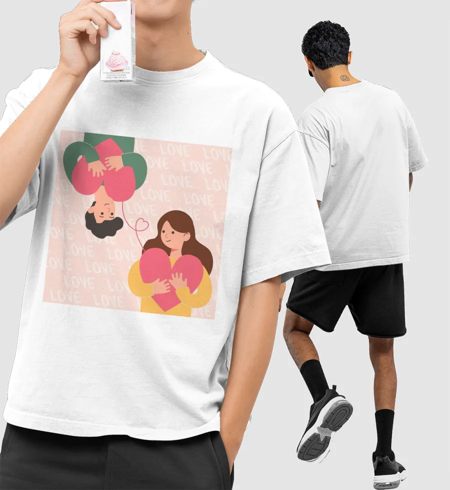 Valentines Day Gift Front-Printed Oversized T-Shirt