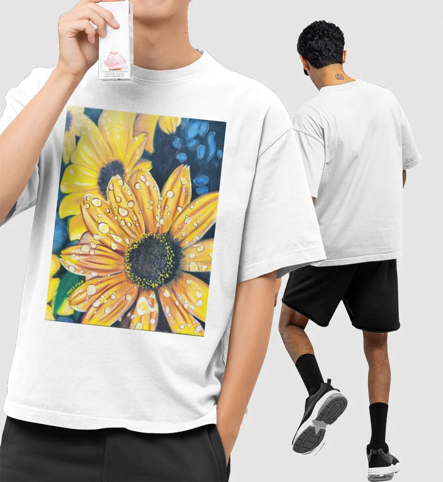 Sunflower  Front-Printed Oversized T-Shirt