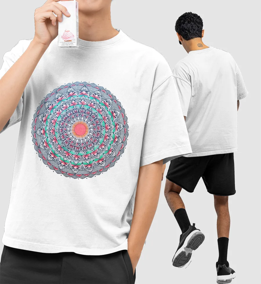 Floral Mandala Front-Printed Oversized T-Shirt