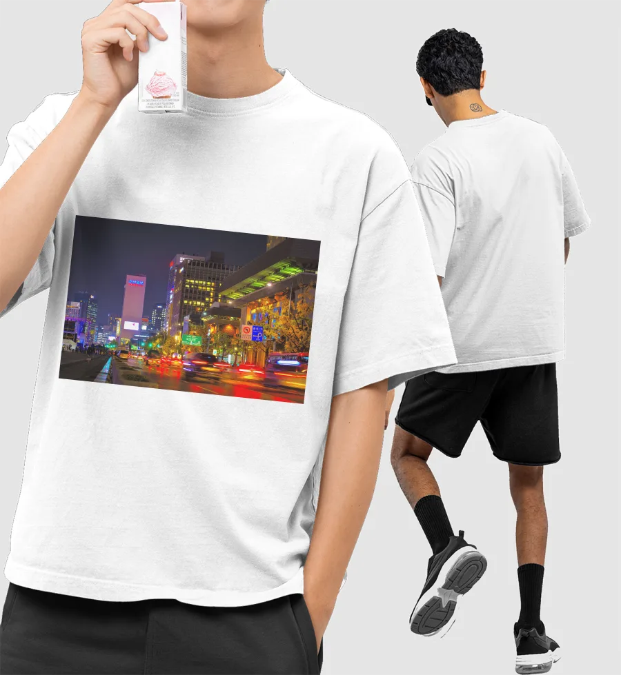 Sleep and night light - cyberpunk edit Front-Printed Oversized T-Shirt