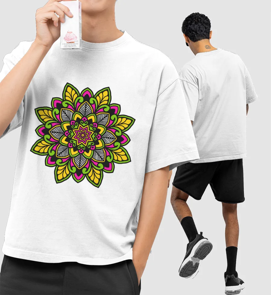 Colorful Mandala Front-Printed Oversized T-Shirt