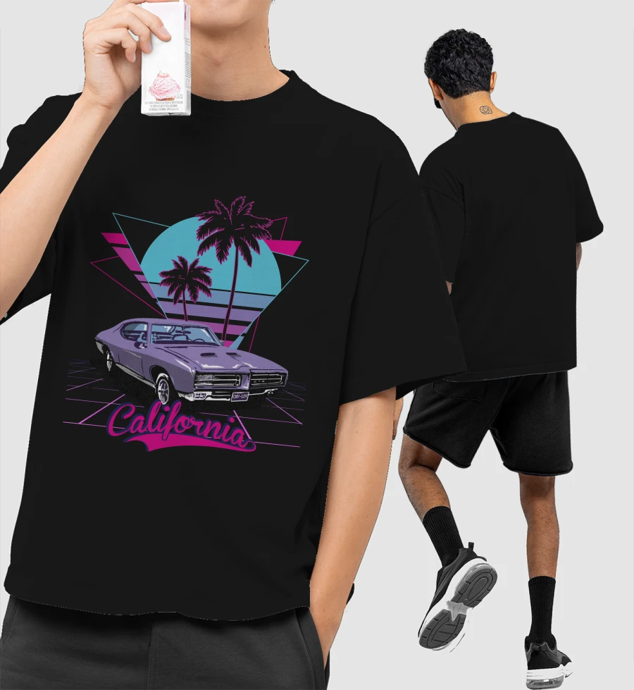 California Front-Printed Oversized T-Shirt