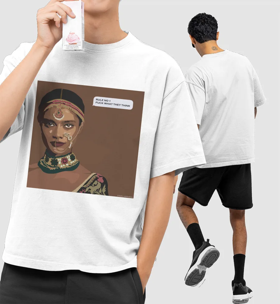 Indian Sassy Lady Front-Printed Oversized T-Shirt