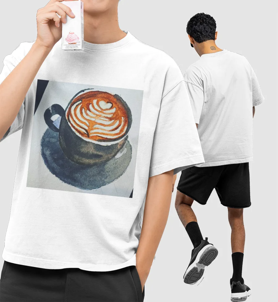 COFFEE AND SARCASM  Front-Printed Oversized T-Shirt