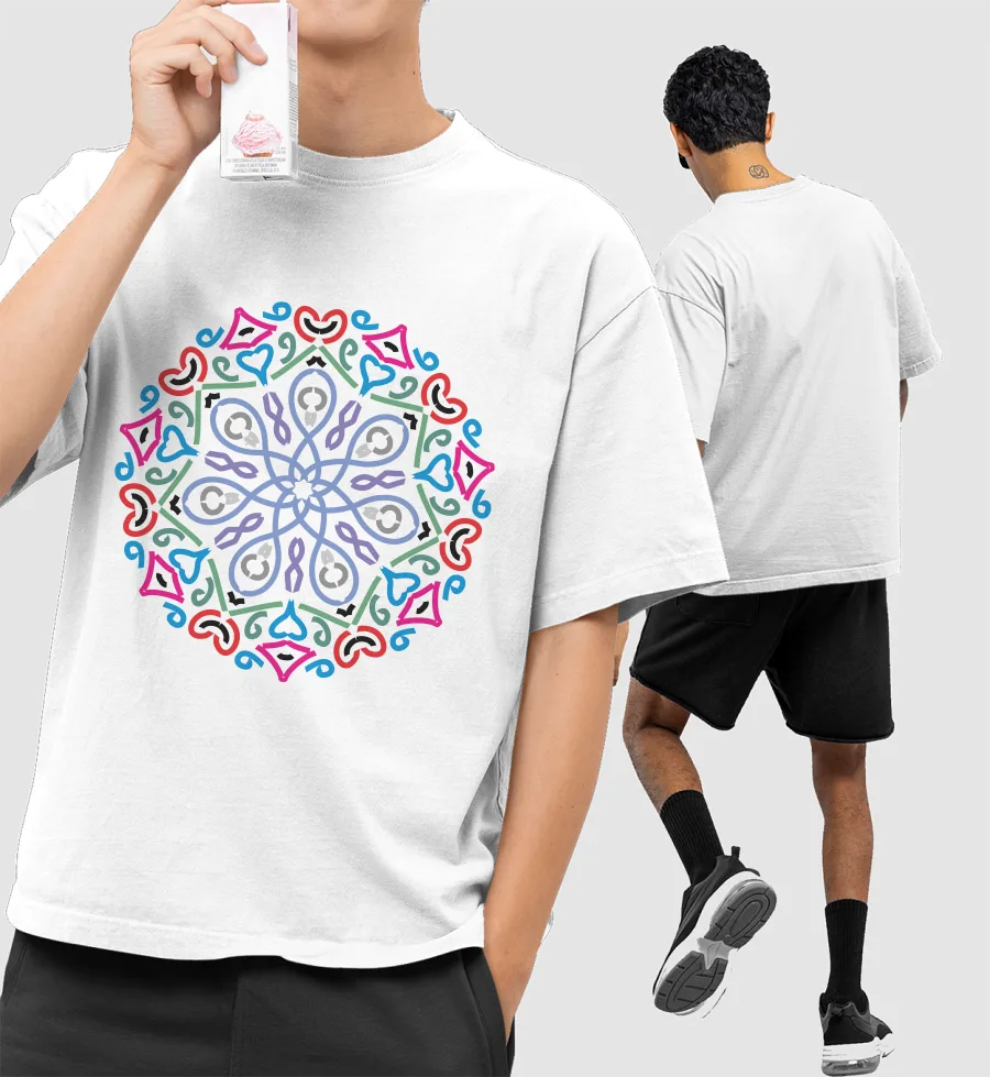 mandala Front-Printed Oversized T-Shirt