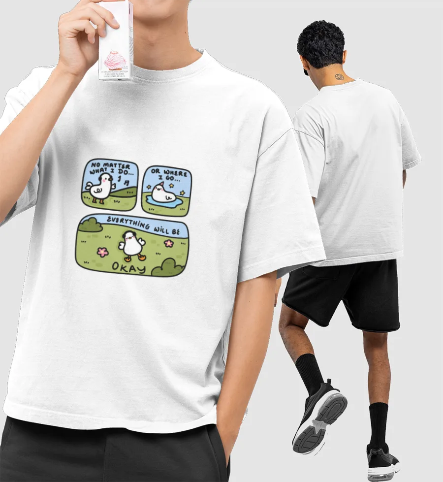 Zen Duck Front-Printed Oversized T-Shirt
