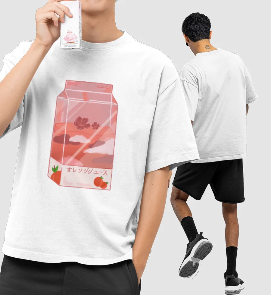 Orange Juice Front-Printed Oversized T-Shirt