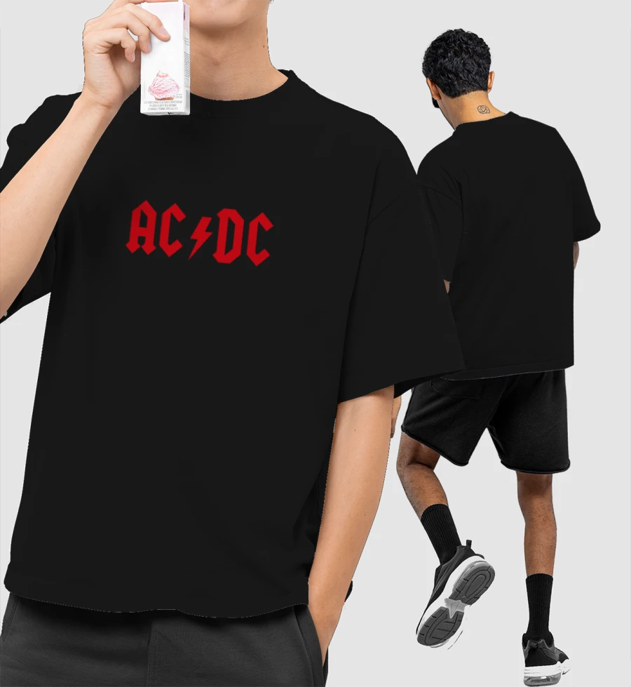 AC/DC Front-Printed Oversized T-Shirt