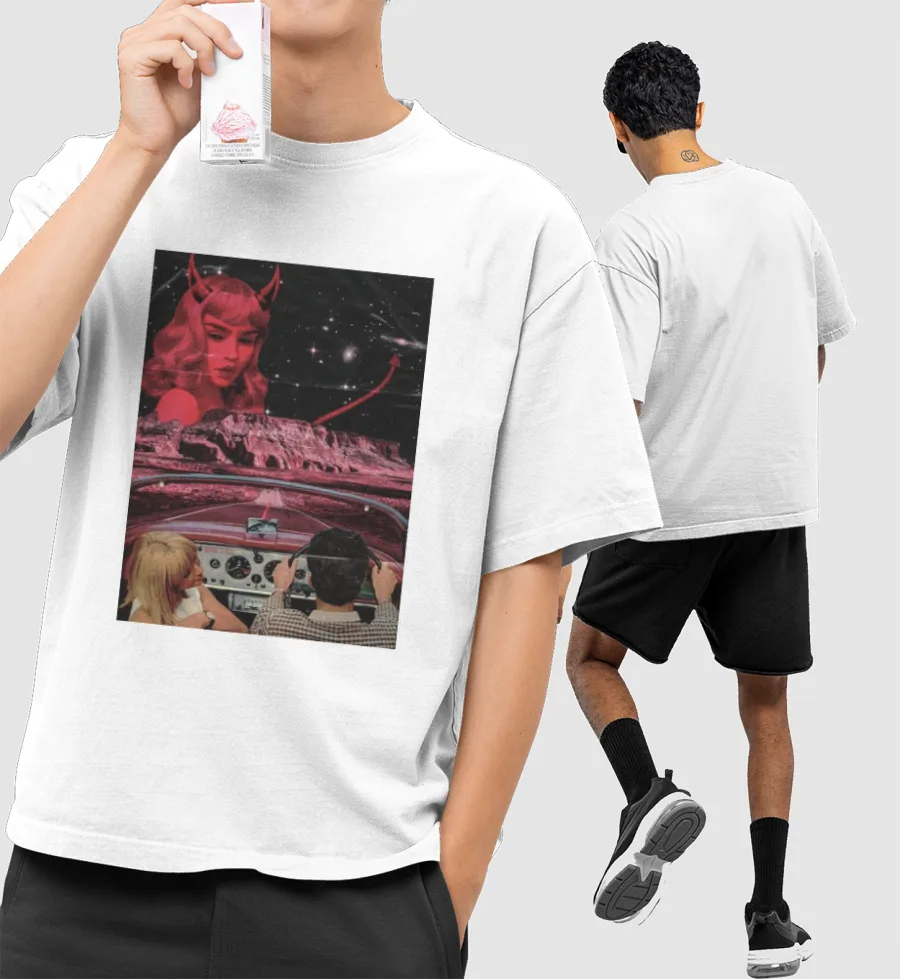 HIGHWAY TO HELL Front-Printed Oversized T-Shirt