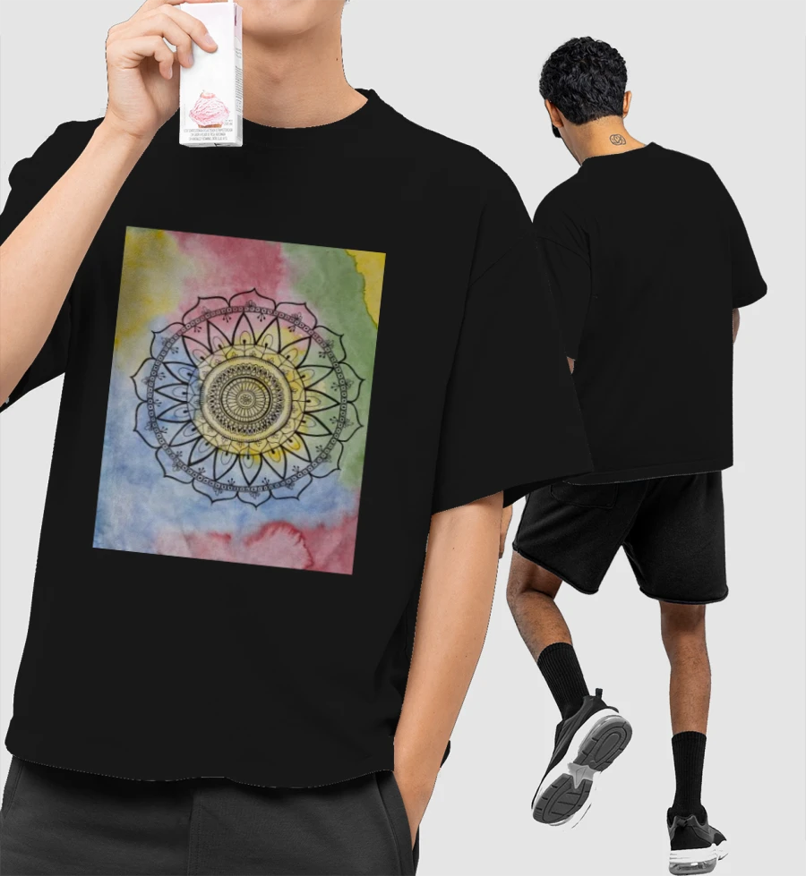 Colour  Front-Printed Oversized T-Shirt