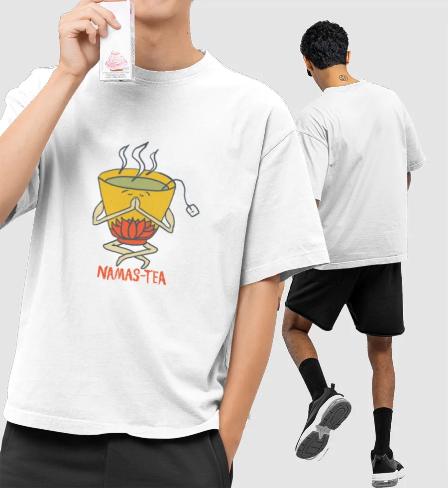 Namastey tea yoga  Front-Printed Oversized T-Shirt