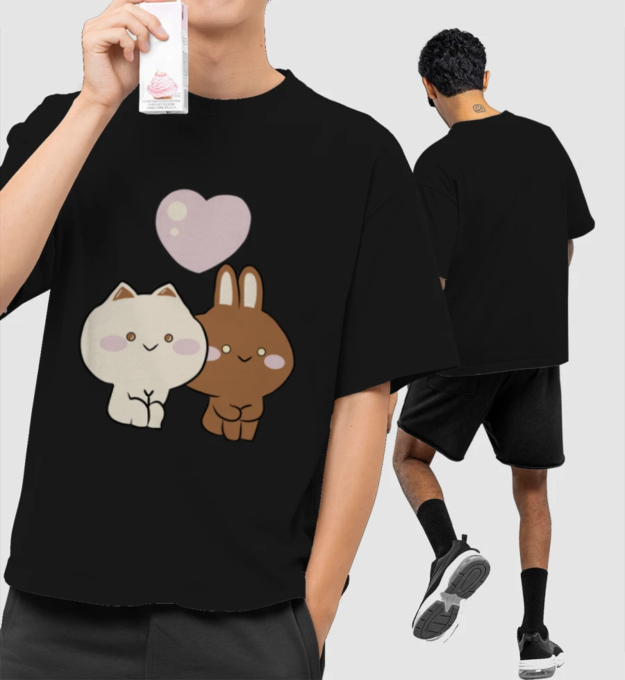 FRIENDS FOREVER Front-Printed Oversized T-Shirt