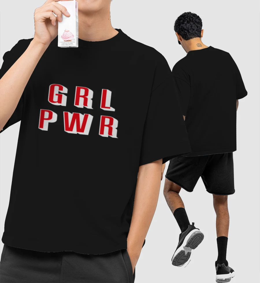 Girl Power Front-Printed Oversized T-Shirt